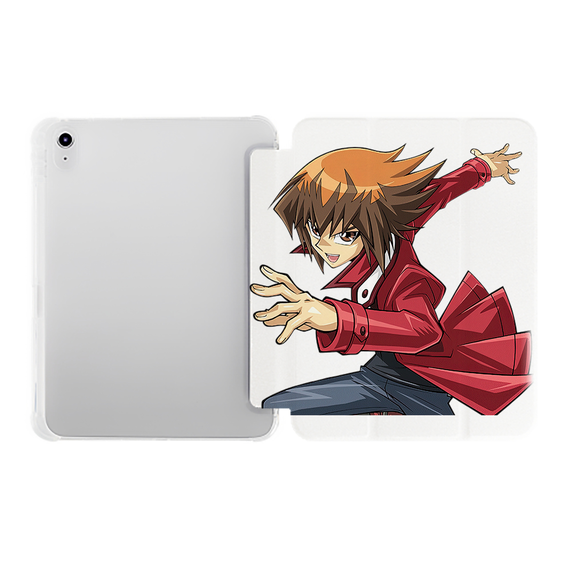 （画像用） 遊☆戯☆王 Yu-Gi-Oh! IPad ケース ペン収納付き 三つ折りスタンド PUレザー×シリコン 対応機種9.5/10.5/10.9インチ